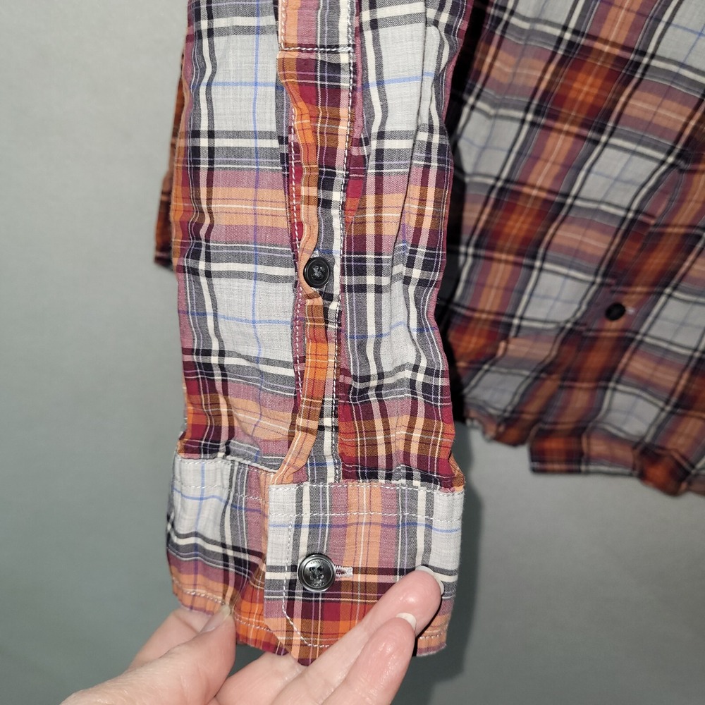 Vince Shirt Mens‎ L Orange Plaid Cotton Lightweight Long Sleeve Casual Office - Picture 3 of 11